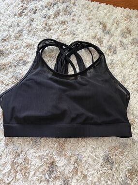 Fabletics Black Mesh-Strap Sports Bra*